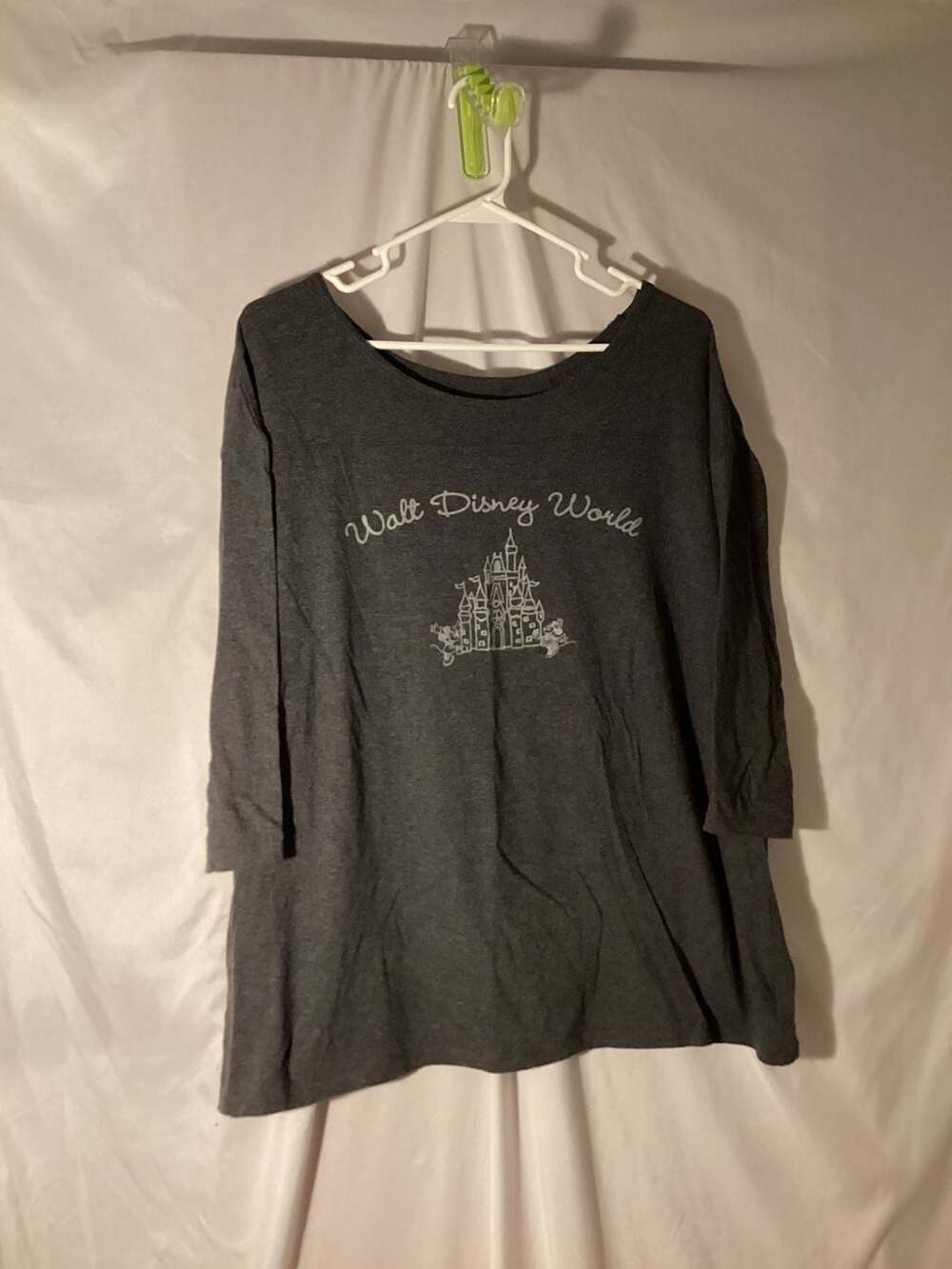 Disney Parks Authentic Original Walt Disney World Heather Gray 3/4 Sleeve Graphi